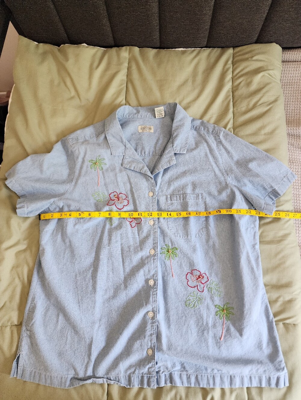 "Classic Elements" Size 16w/18w Tropical Embroidery Capri+Collared Shirt Set - Picture 8 of 16